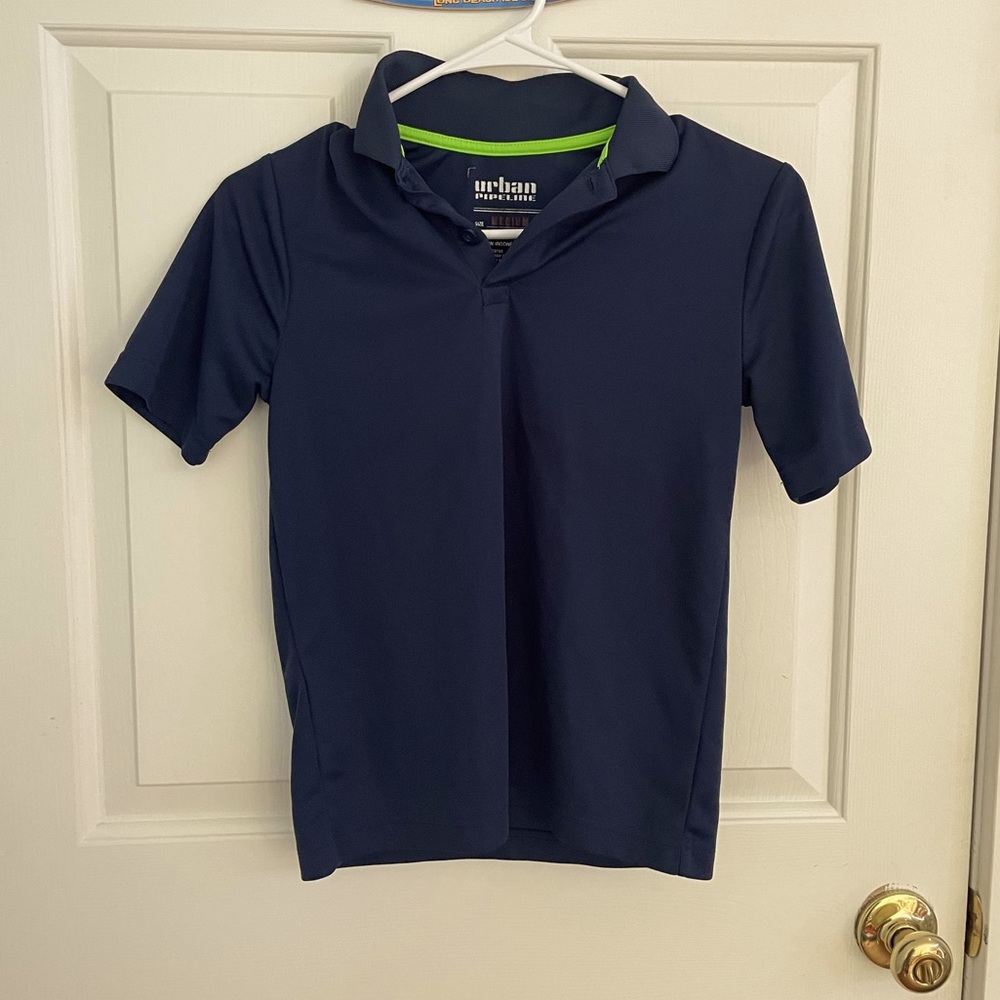 Navy Button Tee Youth Boys Size M Navy Blue